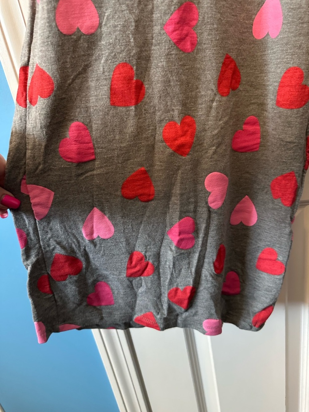 EUC Torrid Gray Pajama Bottoms w/Pink & Red Hearts Sz 3 wide leg - Picture 4 of 10